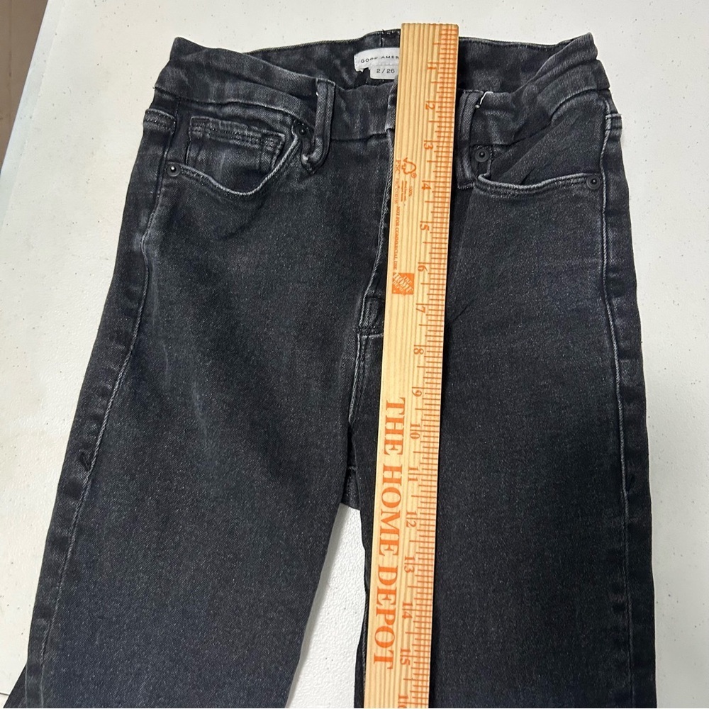 Good American Good Legs Straight Jeans Black 184 Size 2 26 Inches H - Picture 7 of 8